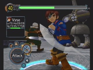 Vyse and his phony eyepatch prepare to attack