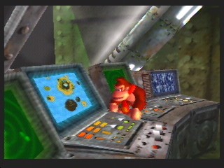 Donkey Kong checks out a map of DK Isles...oh wait, I'm not even supposed to be in this room...
