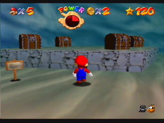 Mario discovers a pirate's treasure buried in the deep.