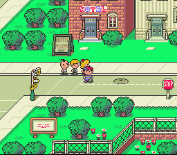 Let's take a stroll around Onett Town. Towns in Earthbound actually LOOK like towns!